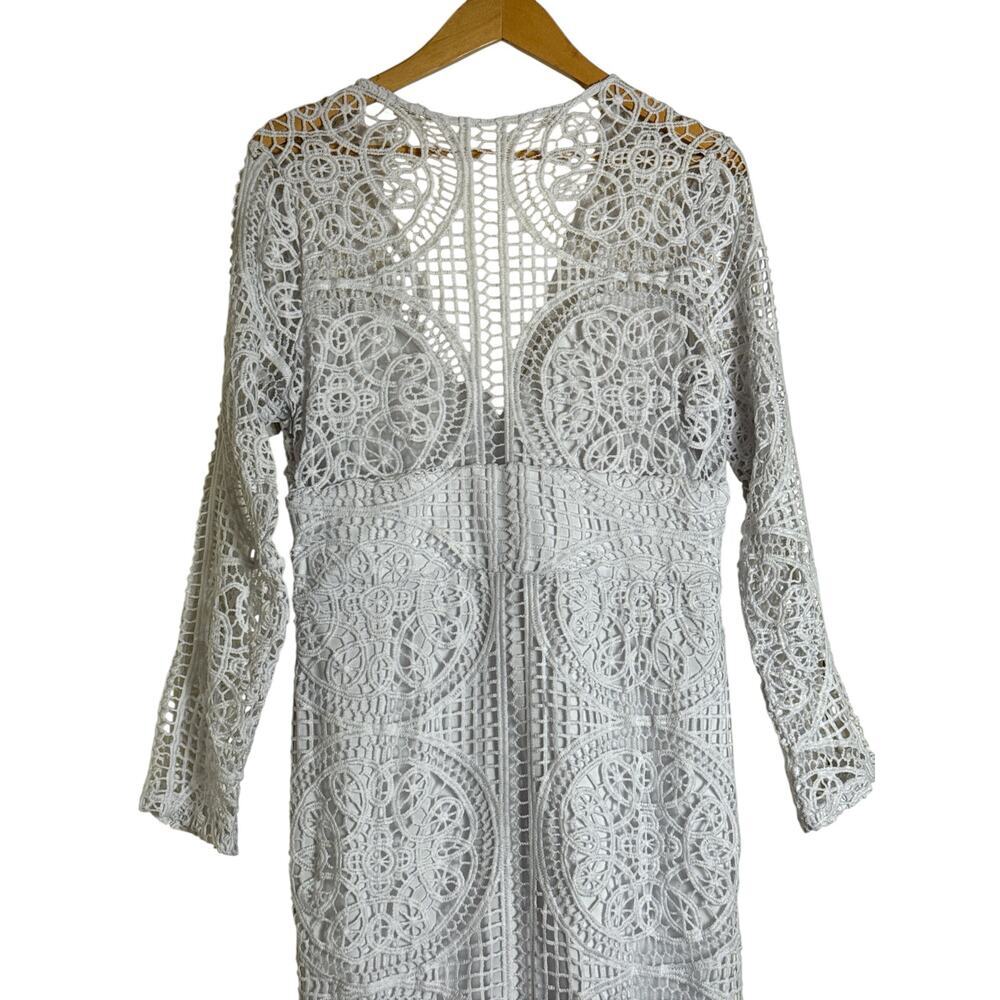 Venus Women's V-Neck Sheer Partially Lined Pullover Maxi Dress Size L White NWOT - Picture 5 of 6